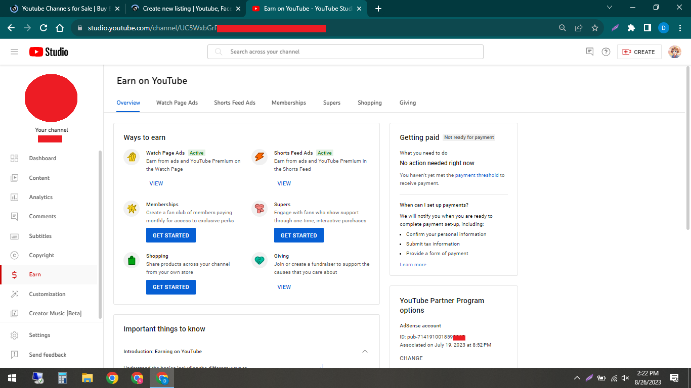 Youtube Channel for Sale